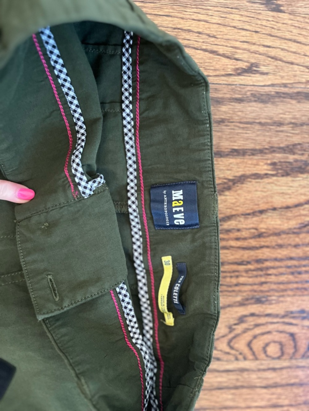 Anthropologie Maeve Classic Olive Green High-Rise Shorts - size 30 - Picture 4 of 4